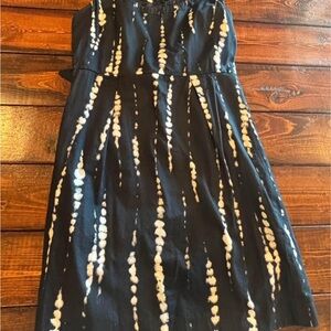 Ann Taylor Black and White A-Line Midi Dress